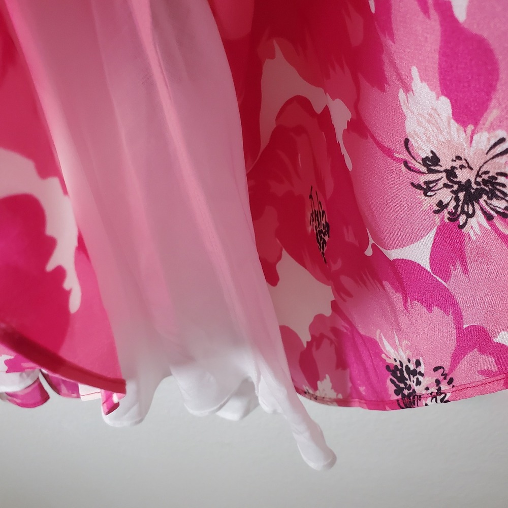 The Kooples NWT Pink Floral Silk Fit & Flare Dress Summer Party US Size Large‎ - Picture 8 of 15